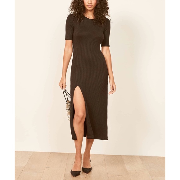 Reformation Dresses & Skirts - Reformation Olympia Crew Neck Side Slit Midi Dress